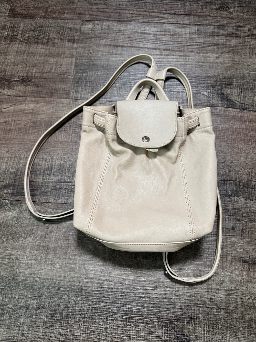 Longchamp Cream Leather Backpack